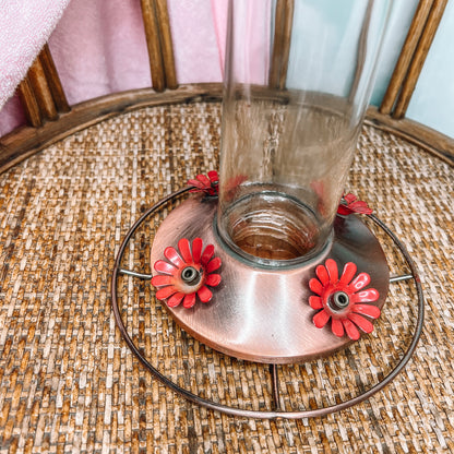 Elegant Copper Glass Hummingbird Feeder