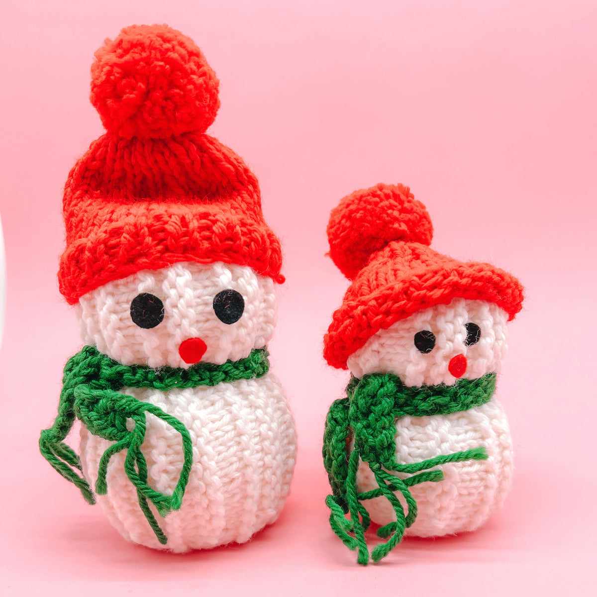 Set of 2 Vintage Crochet Snowmen