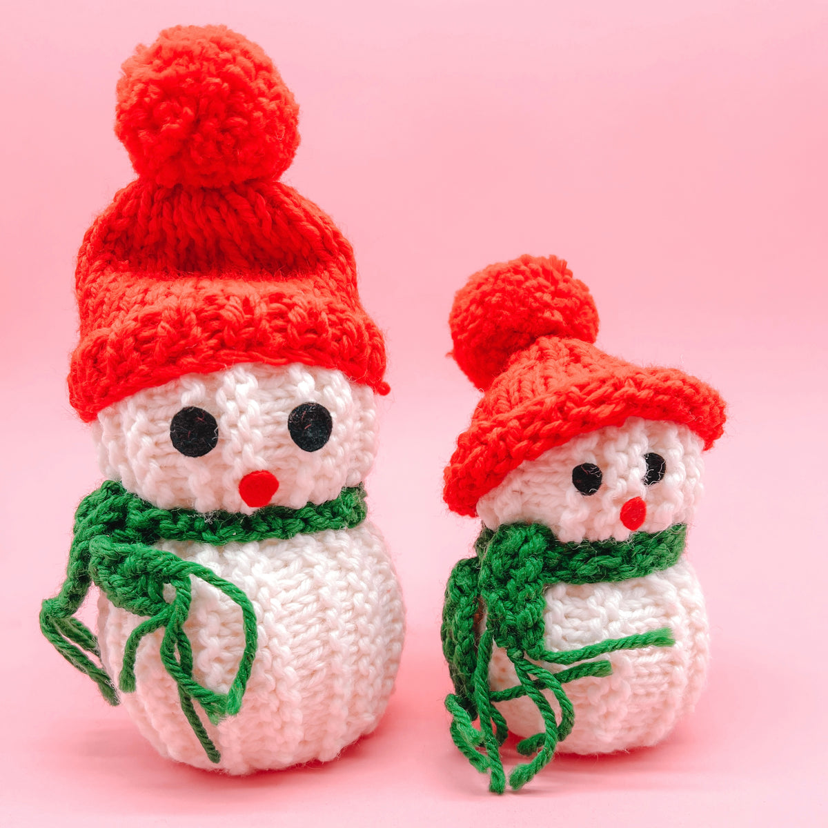 Set of 2 Vintage Crochet Snowmen