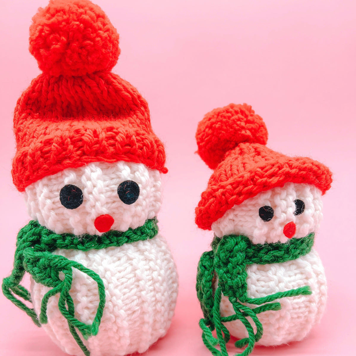 Set of 2 Vintage Crochet Snowmen