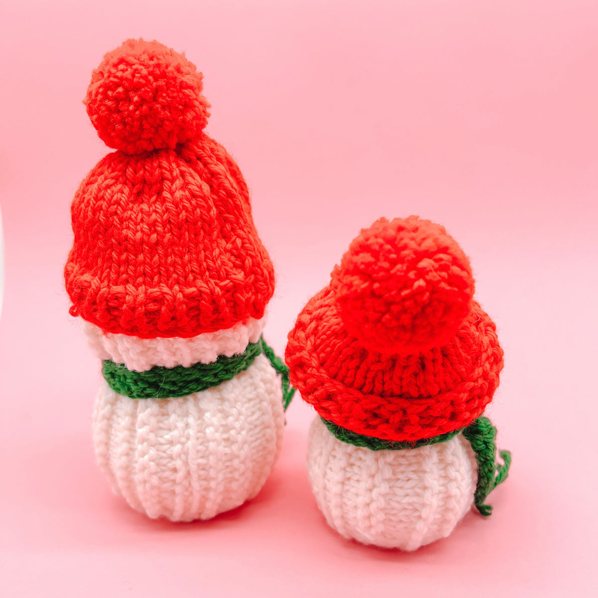 Set of 2 Vintage Crochet Snowmen