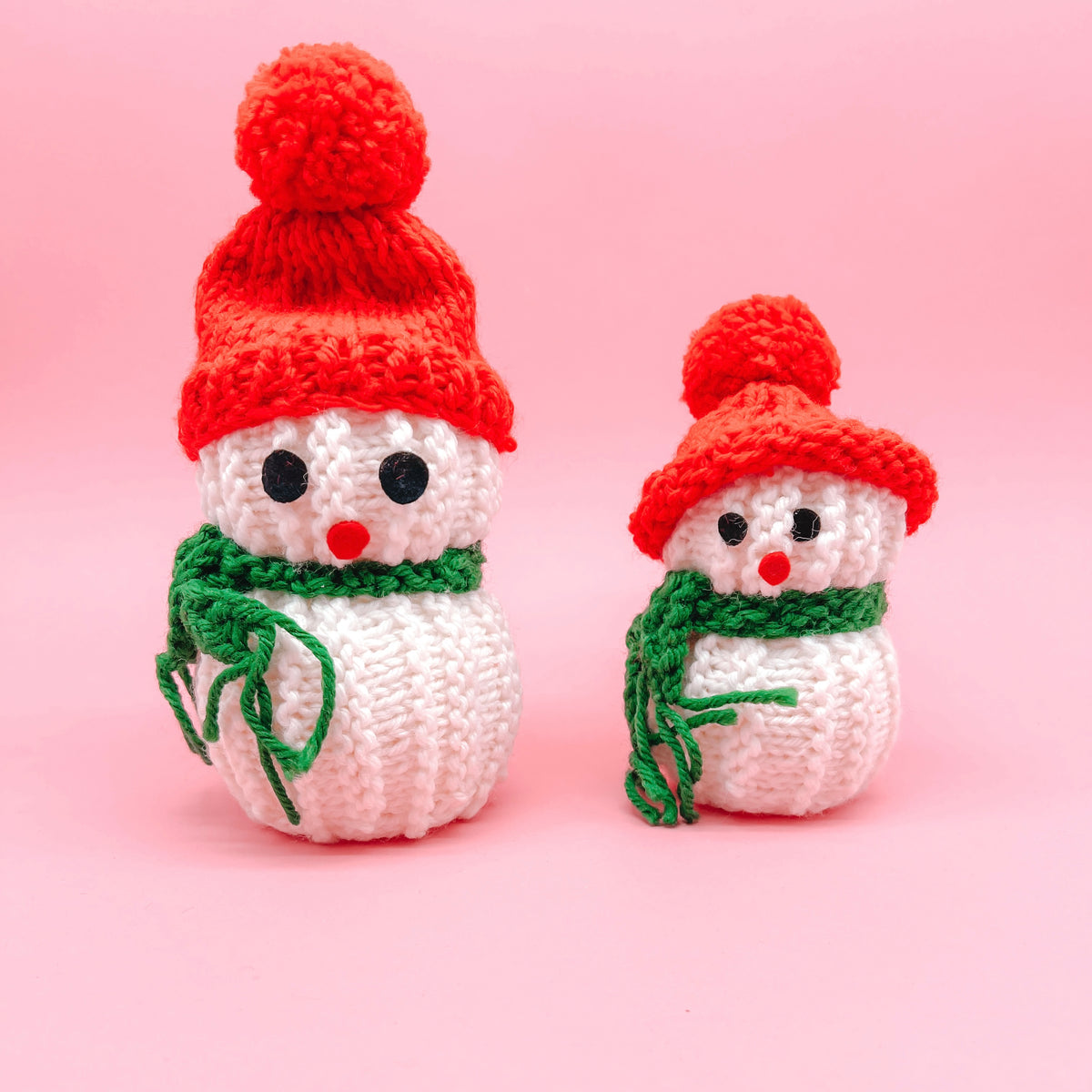 Set of 2 Vintage Crochet Snowmen