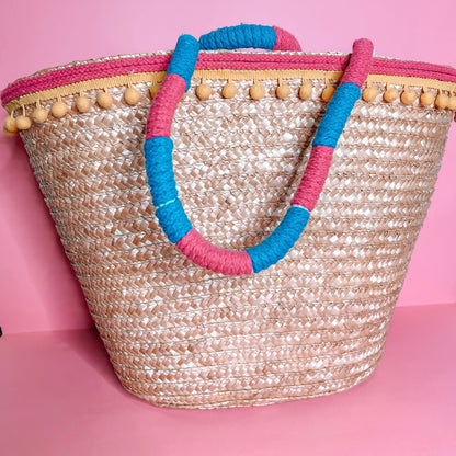 Beach Please Straw Tote Bag
