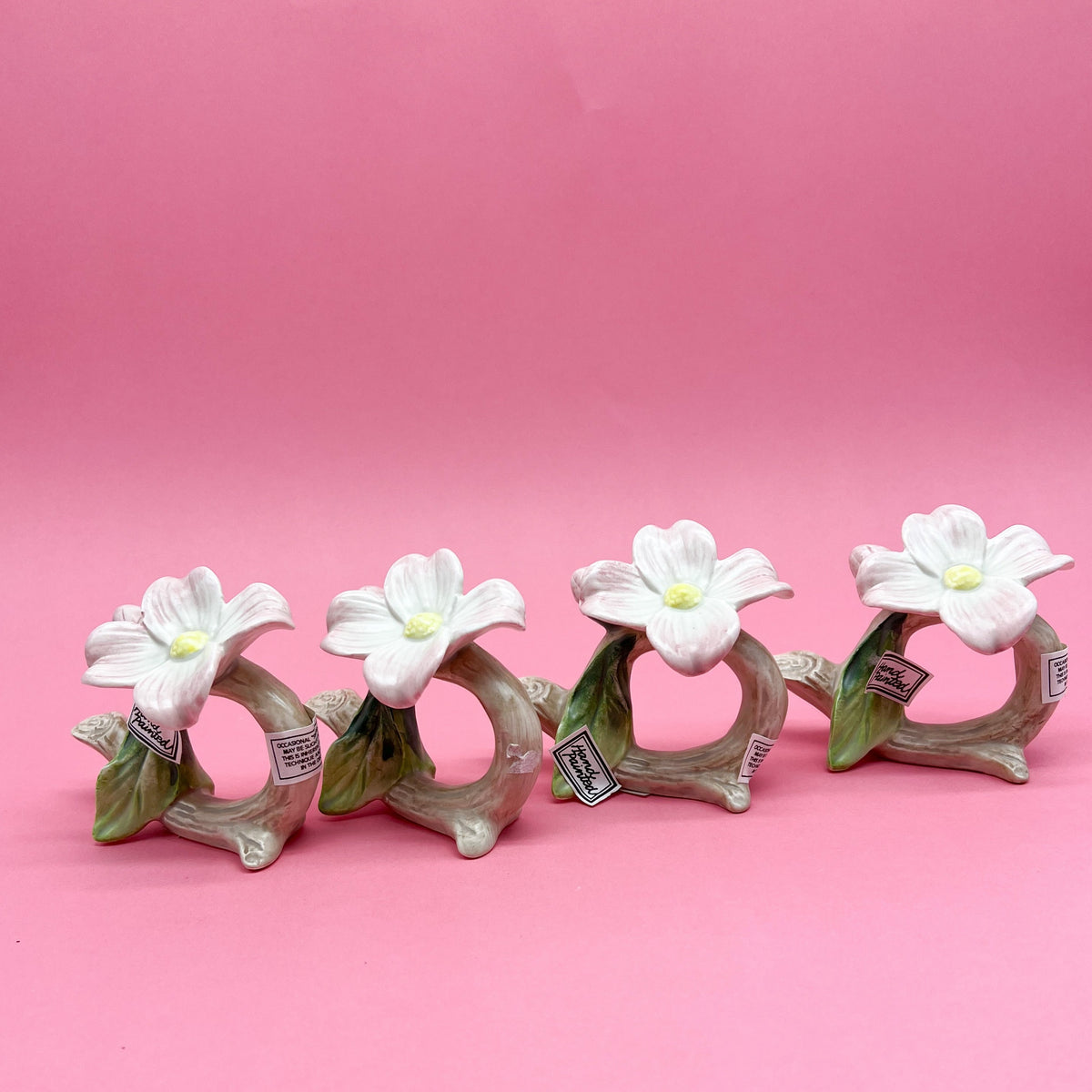 Vintage Blue Bird and Pink Flowers Napkin Rings