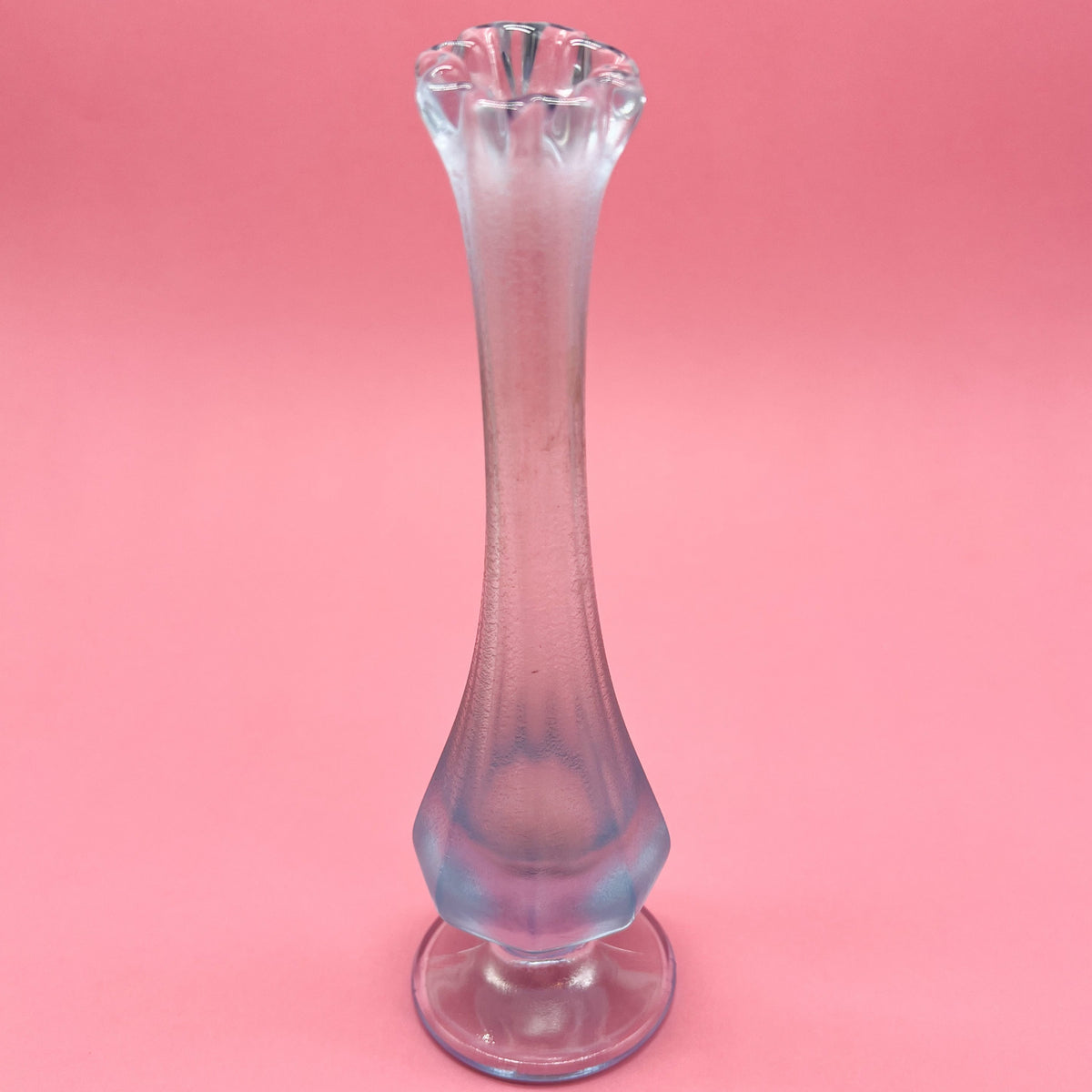 Vintage Fenton Iridescent Blue Glass Vase