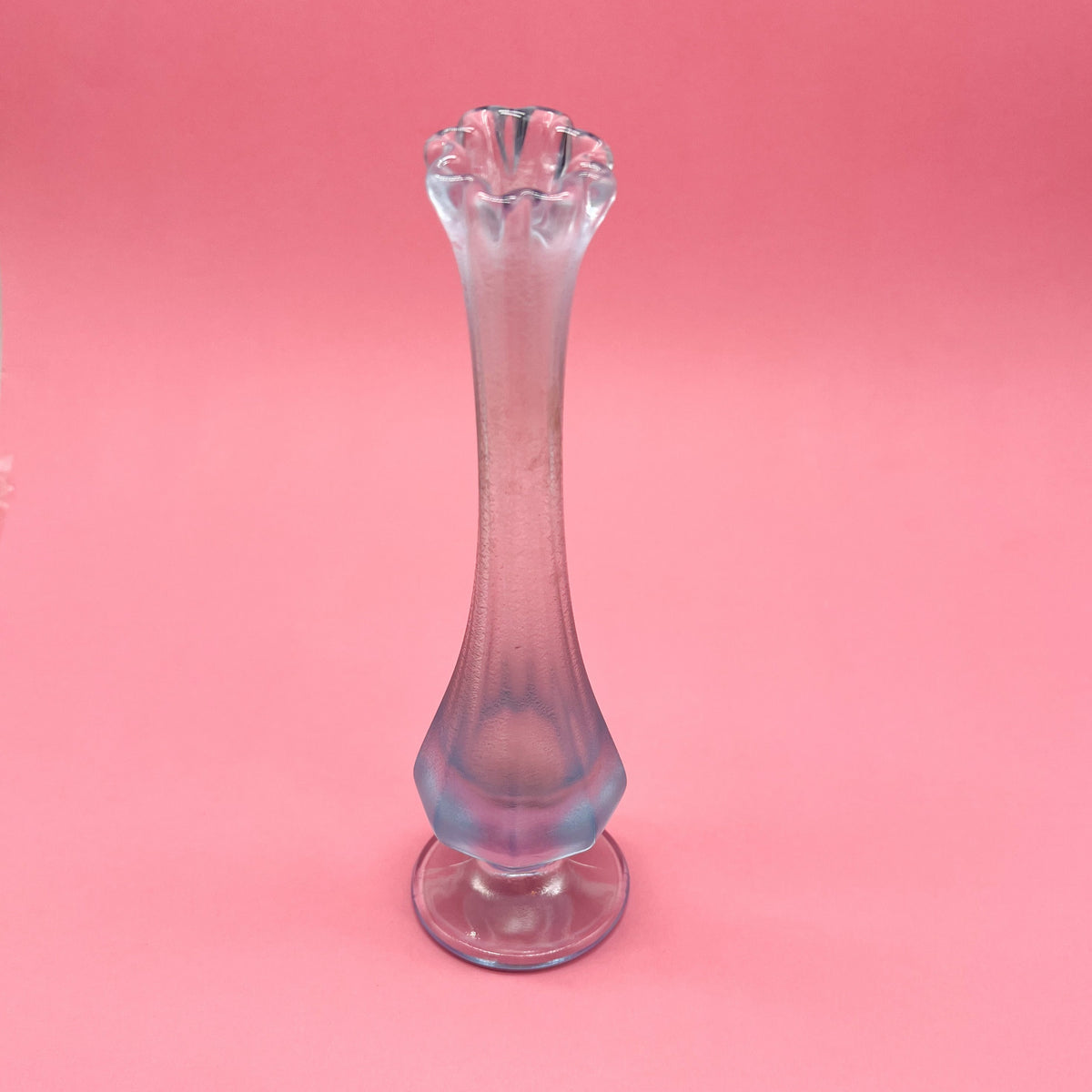 Vintage Fenton Iridescent Blue Glass Vase