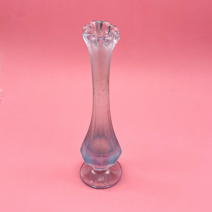 Vintage Fenton Iridescent Blue Glass Vase