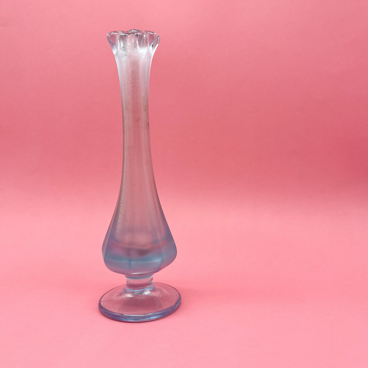 Vintage Fenton Iridescent Blue Glass Vase