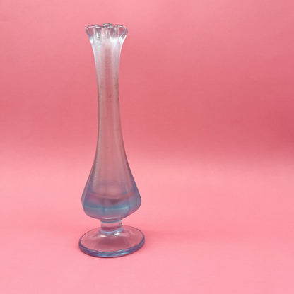 Vintage Fenton Iridescent Blue Glass Vase