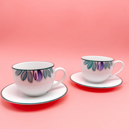 Dansk EDEN Purple & Green Cup & Saucer Sets