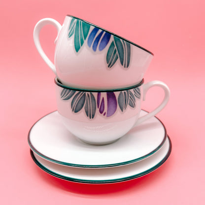 Dansk EDEN Purple & Green Cup & Saucer Sets