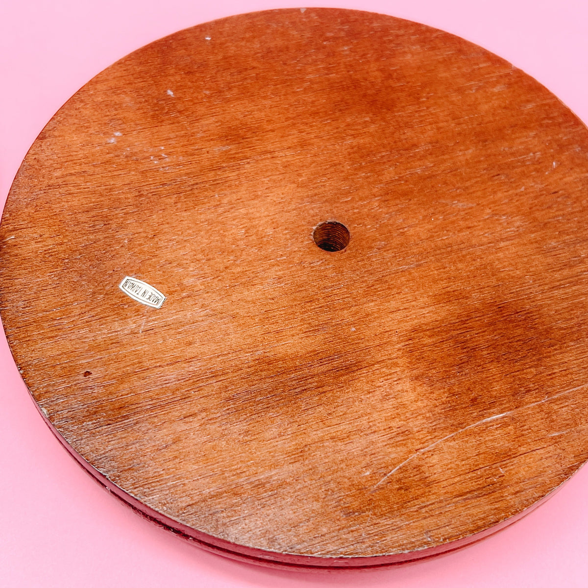 Mid Century Acrylic and Cherry Wood Cloche Cheese Set